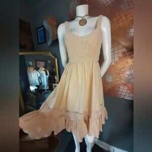 Zara Nwot Cotton Crochet Embroidered Mini Dress